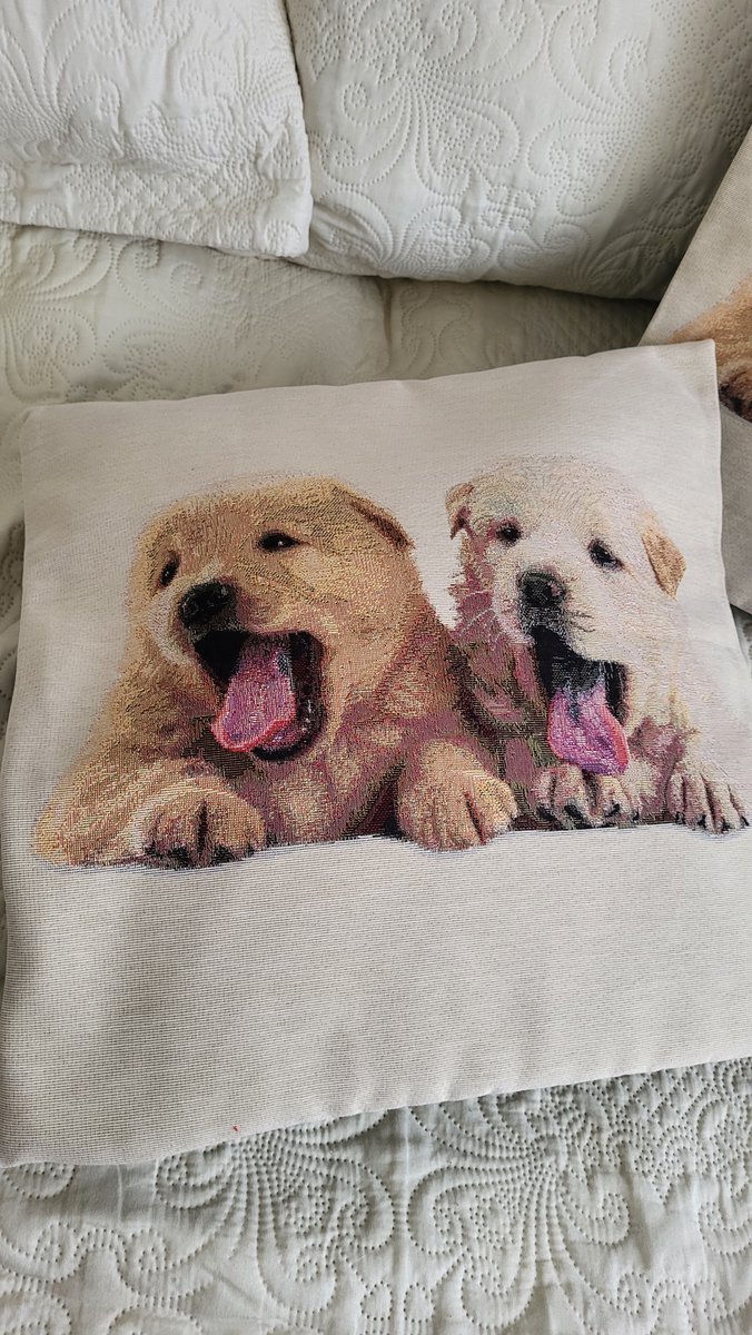 Kussenhoes Gobelinstof Puppies met rits 45*45cm