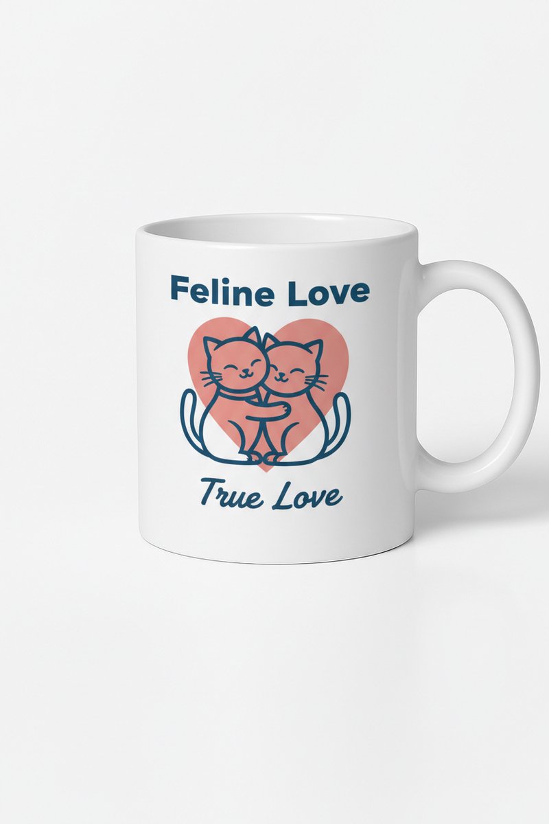 Mok Feline Liefde: Knuffelende Katten Design - Ware Liefde Cadeau voor Kattenliefhebbers