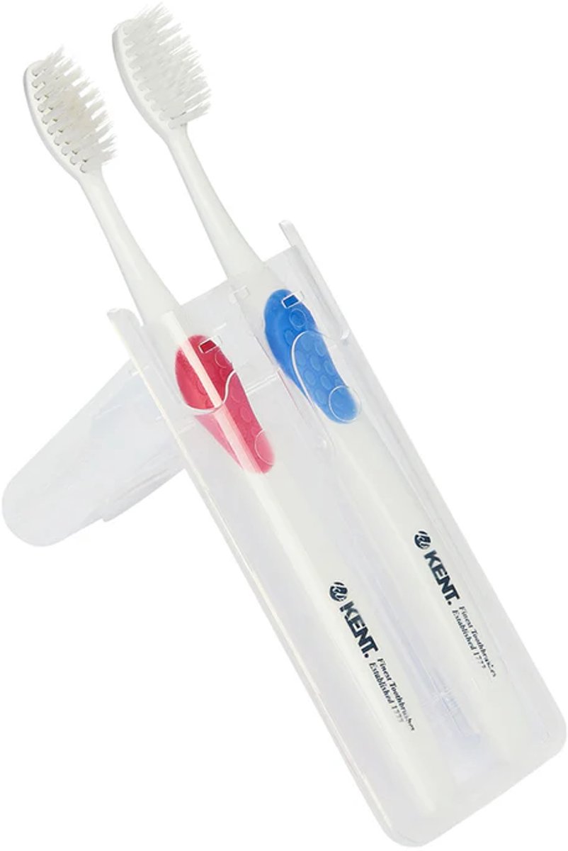 Kent - Oral Care - Tandenborstel - Toothbrush - Two Medium Toothbrushes in Travel Case - TSIL REFRESH B/R