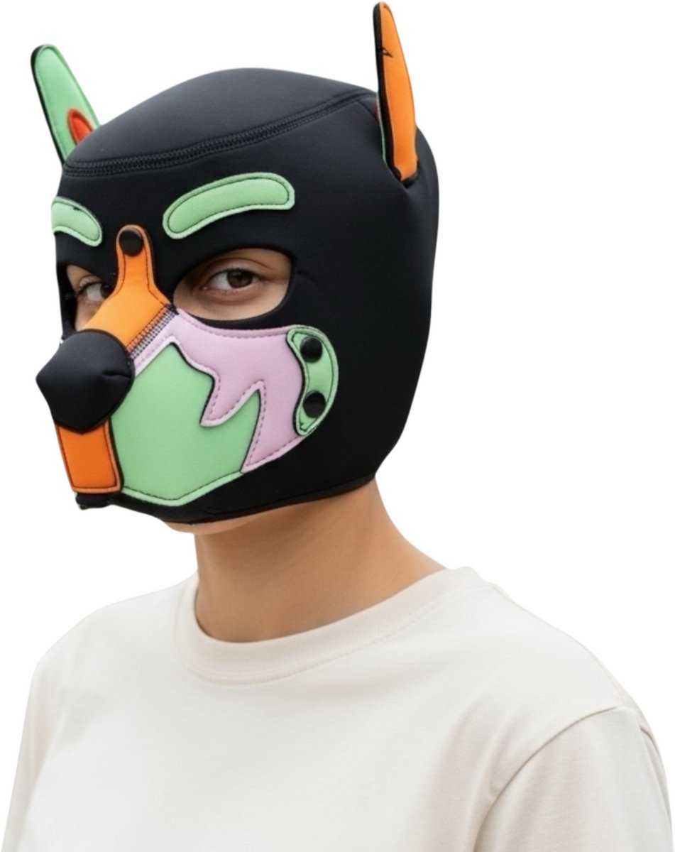 Honden Masker Orange Groen Roze Zwart – Puppy Play Masker – Verstelbaar & Comfortabel – Uniseks BDSM Accessoire – Kinky Pleasure®