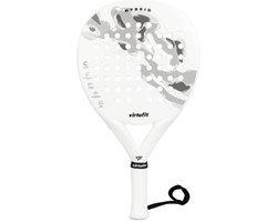 VirtuFit Hybrid Padel Racket - Wit / Grijs - Druppelvormig Blad - 365 gram - EVA Soft Kern - Carbon Fiber - Met Polskoord - Voor Gemiddelde Spelers