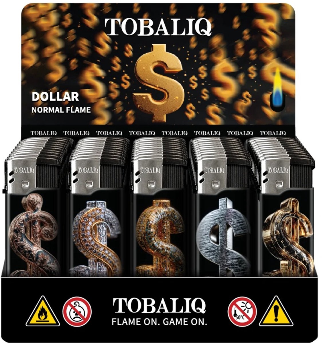 Elektronische aansteker hervulbaar - Design Dollar - Display 50 stuks - wegwerpaansteker - electronic lighter - klik aanstekers