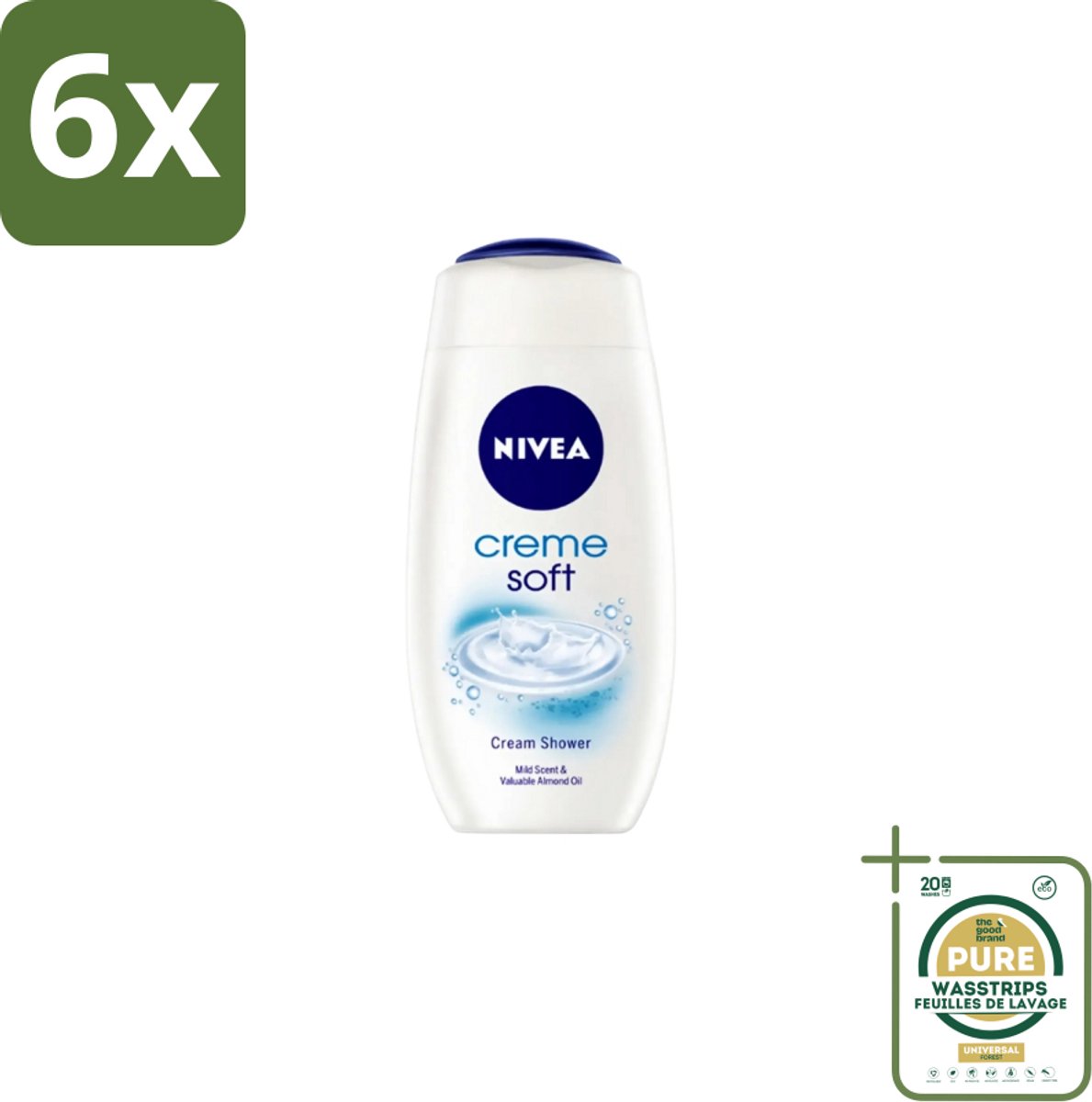 Nivea – Douchegel – Creme Soft – 750 ml - Voordeelverpakking - 6 stuks - Droge huid - Hydrateren