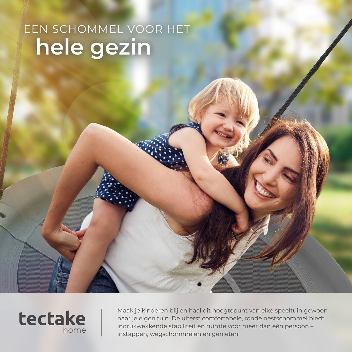 tectake® Nestschommel - Mandschommel - Draagvermogen van max. 120 kg - Schommel voor kinderen en volwassenen - Tuinschommel voor buiten of hangstoel voor binnen - Speelgoed voor in de tuin of kinderkamer - Ø 100 cm — afbeelding 5