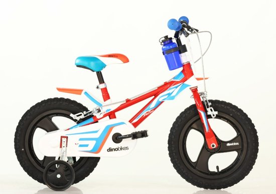 Dino R1 - Kinderfiets 16 Inch - van 4-6 Jaar - met Zijwieltjes - Jongensfiets Rood van Dino. — afbeelding 2