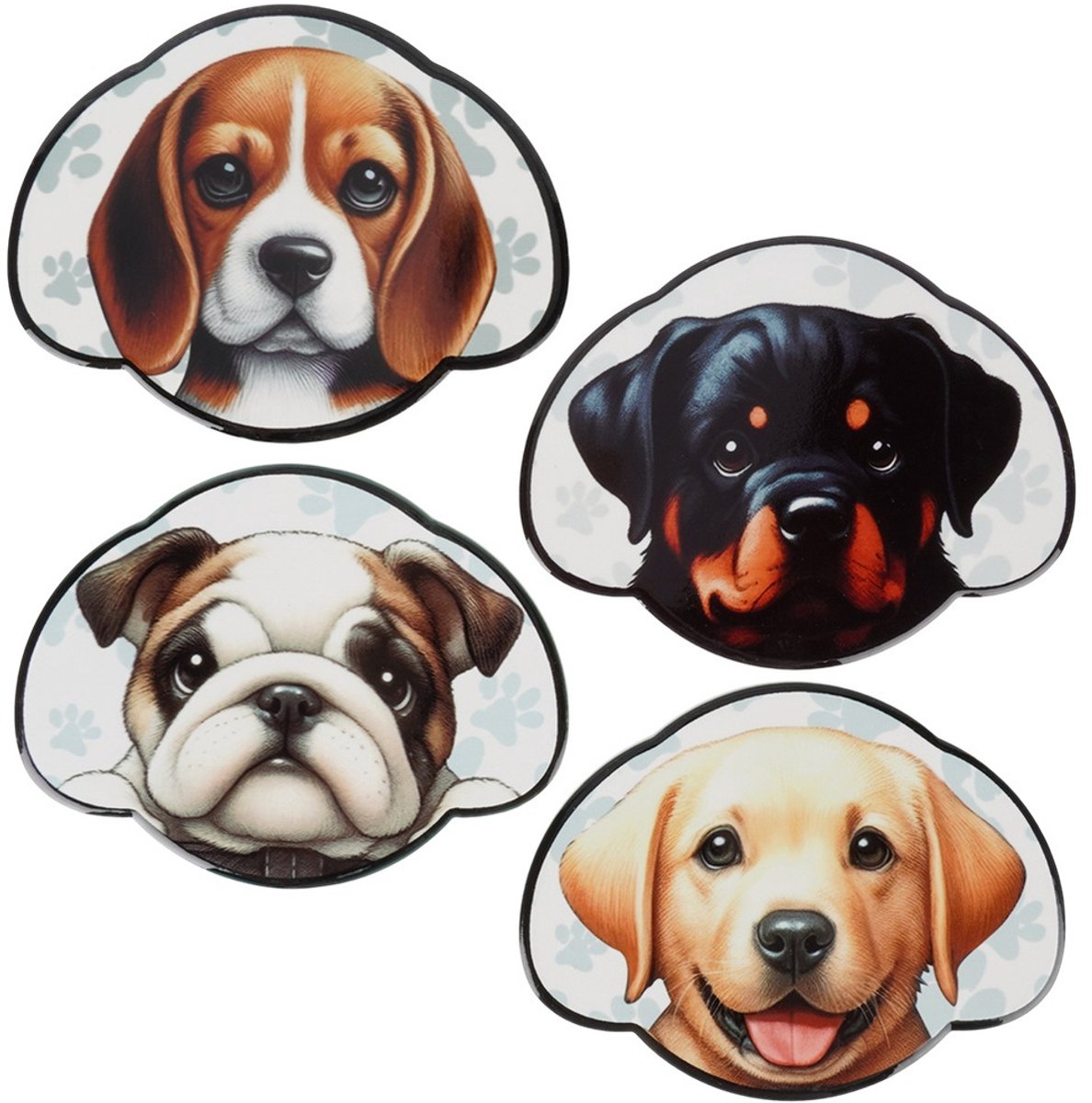 Brandless Coaster Set met hondenprint - 4 stuks, multicolor