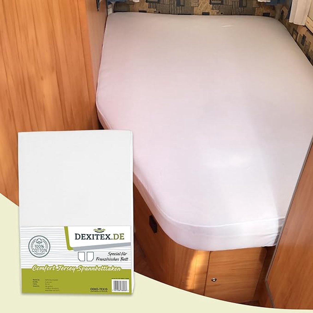 Dexitex Frans bed Wit, hoeslaken geschikt voor camper, caravan LINKS
