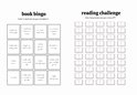 Een pagina met 'boek bingo' aan de linkerkant en een 'leesuitdaging' met boeken om aan te vinken aan de rechterkant.