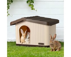 konijnenhok knaagdierenhuis caviahok knaagdierenhok- Eco bruin/beige 60x51x41cm