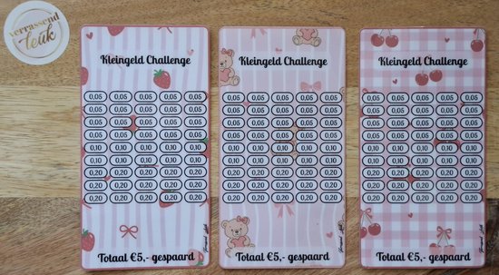 Cashstuffing Kleingeld Challenge 5 euro (Roze Fruit)
