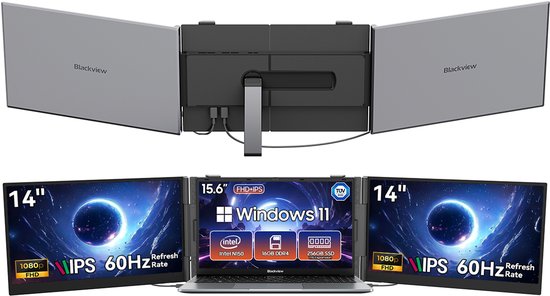 Blackview AceBook 6 Laptop 15,6 inch Full HD - 16 GB RAM - 256 GB + DCM6 14" Draagbare Monitor Combinatiepakket, FHD IPS Scherm, Dual-band WiFi, Plug & Play, Kantoor Efficiëntie Set (Grijs) - Blackview - Hoofdafbeelding