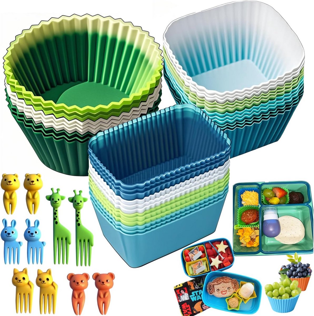 Set van 34 Herbruikbare Siliconen Bakvormen voor Cupcakes en Muffins