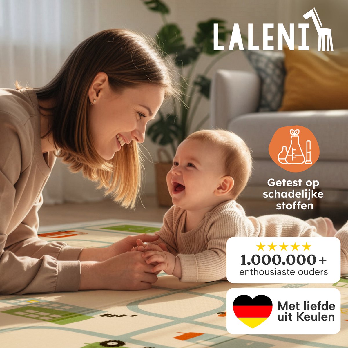 Laleni Speelmat Sindal - Waterdicht Speelkleed Baby - Met Tas - 150 x 180 x 1 cm - Stadsprint thumbnail 4