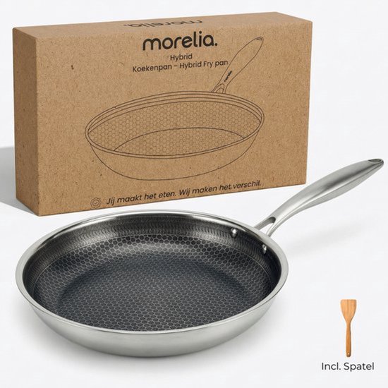 Morelia® 28 cm Koekenpan Inductie en Gas - Incl Spatel - PFAS Vrij - Keramische Anti aanbaklaag - Oven en Vaatwasserbestendig - Zwart