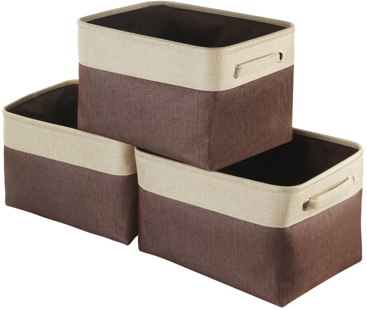 Luxaliving - opbergmand - Bruin -opbergmanden- Opbergmand kinderkamer - Speelgoedmand - 25L- set van 3