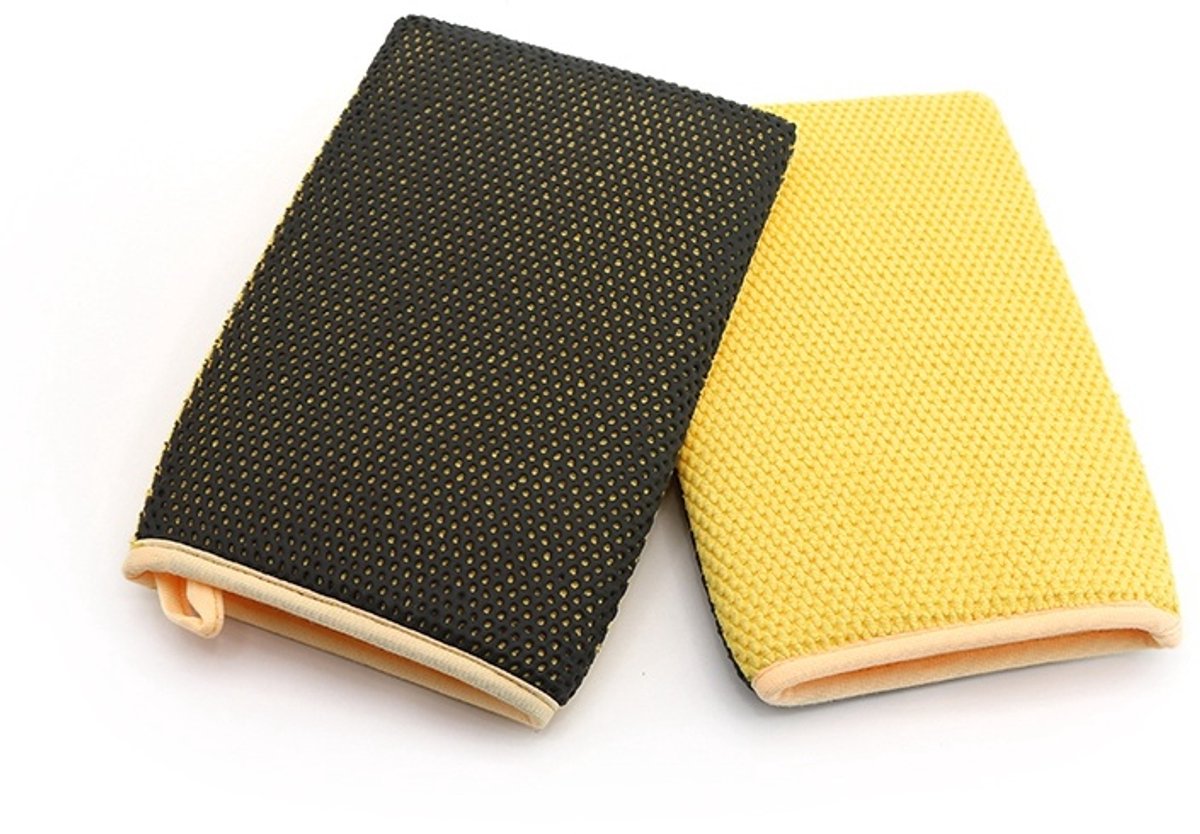 Klei Handschoen Auto - Clay Mitt - Auto klei - Detailing Handschoen - Autolak Reinigen - Car Detailing - Lak Reiniger - Klei Handschoen - Auto Kleidoek - Klei blok - Geel