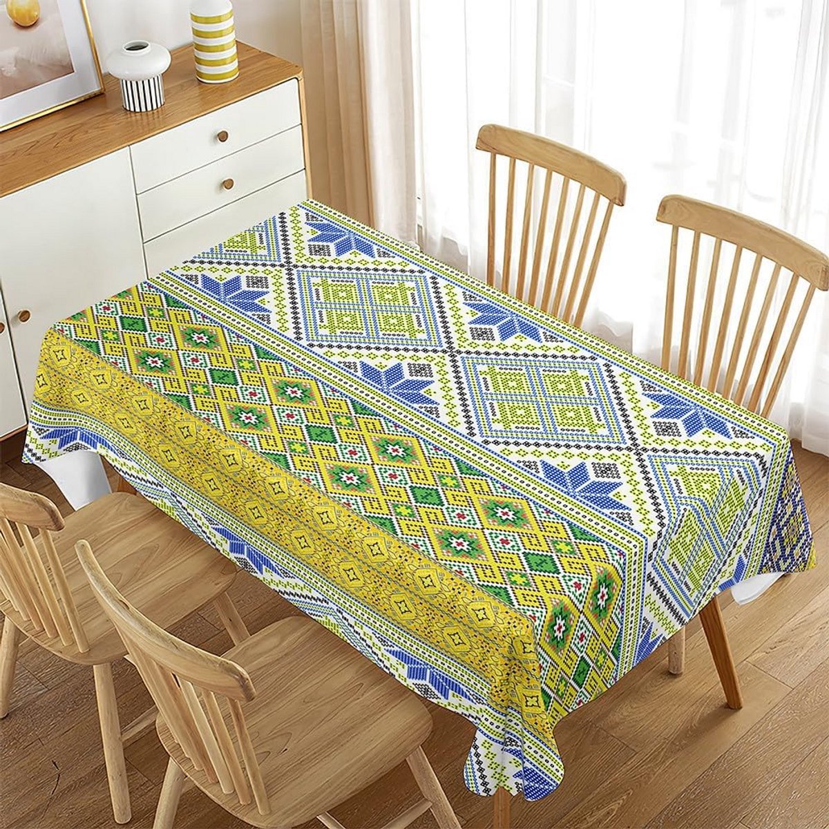 Rechthoekig Tafelkleed Afveegbaar Bohemien Design voor Binnen en Buiten