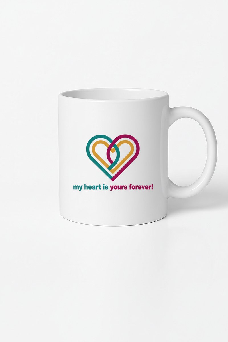 Mok met Gevlochten Harten en Tekst 'My Heart is Yours Forever!' - Liefdevol Cadeau
