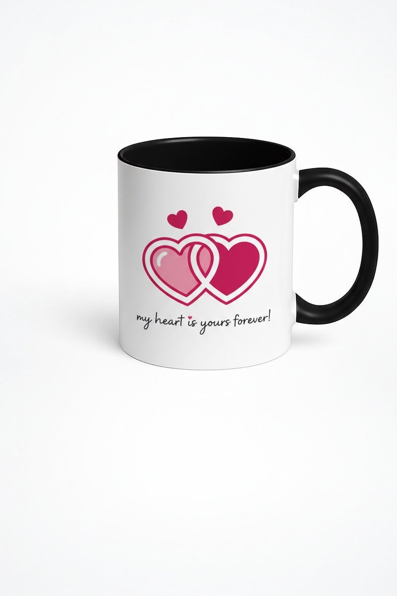 Romantische Mok 'My Heart Is Yours Forever' - Dubbele Harten - Valentijn Cadeau