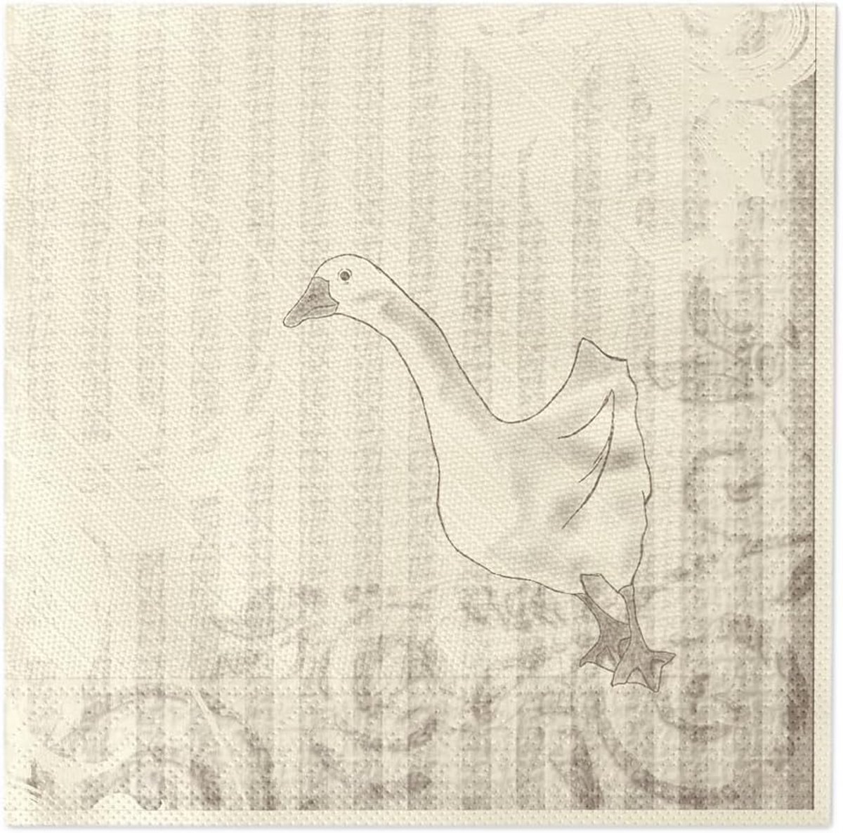 4-laags Wegwerpservetten 40x40 cm Thema Gans Diner Champagne Kleur 50 Stuks