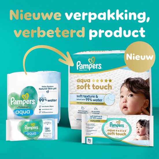 Pampers Aqua Soft Touch Babydoekjes - 12 Verpakkingen Van 48 Doekjes = 576 Doekjes