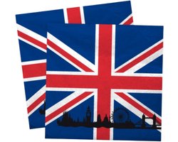 Servetten Groot Brittannie vlag - 20x st - 33 x 33 cm - Engeland - Papieren wegwerpservetten - Verenigd Koninkrijk