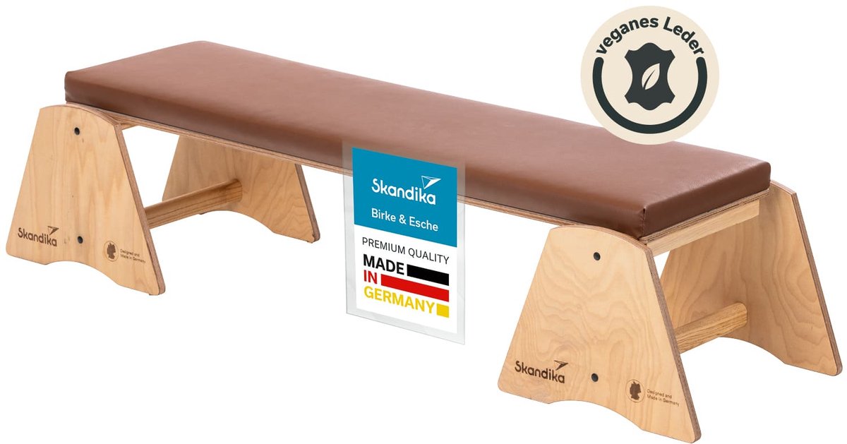 Skandika halterbank Vira - Schuinbank van massief hout, Made in Germany, om in het klimrek te hangen, met 2 steunpoten, 148 x 42 cm, belastbaar tot 120 kg | Halterbanken, schuine fitnessbank, sport
