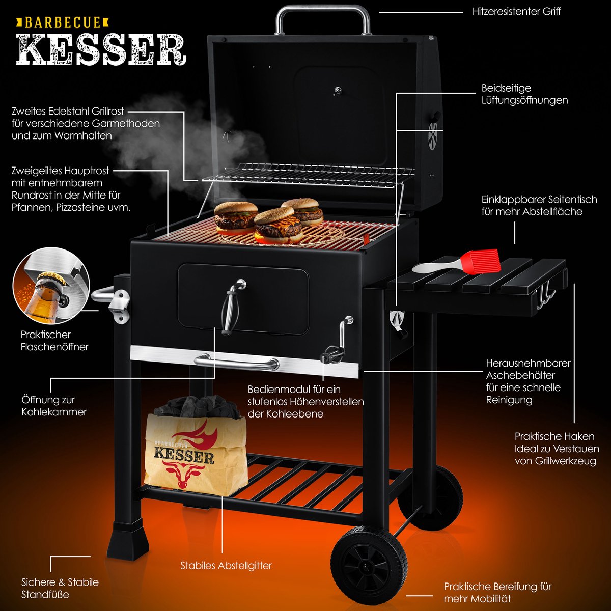 KESSER® XL Houtskoolbarbecue thumbnail 3