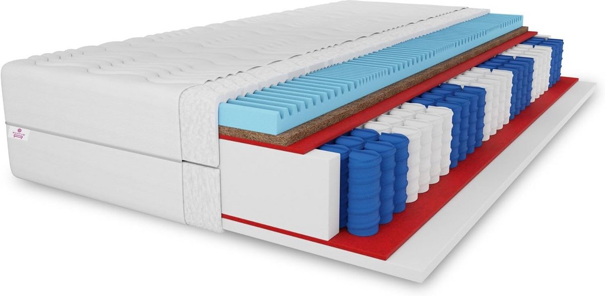 Premium Pocketvering Matras 90x200x21 cm Hardheid H3/H4 Aloe Vera Tijk