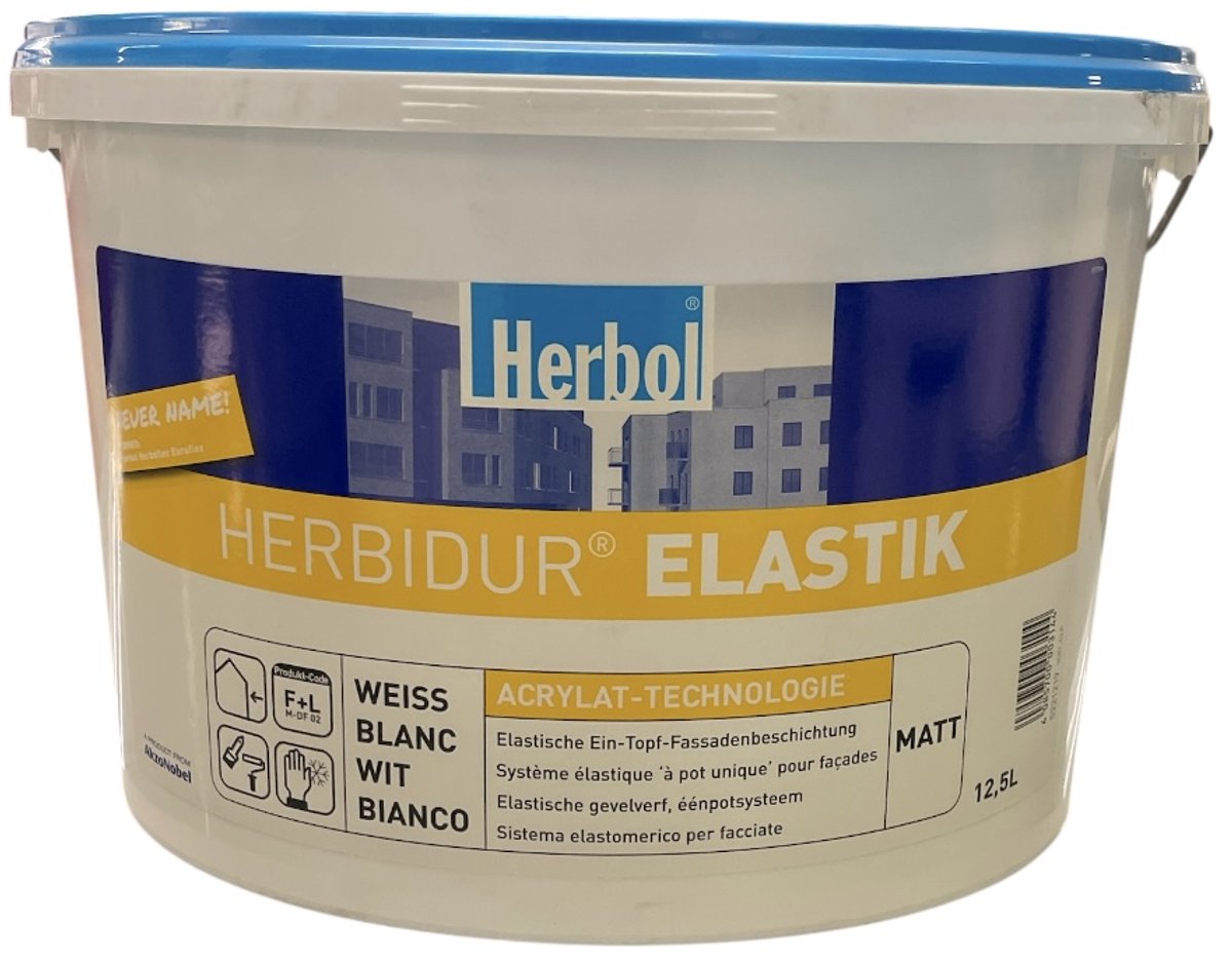 Herbol Herbidur Elastik - Elastische waterdichte matte gevelverf op waterbasis - 12.50 L - Wit