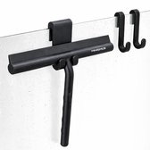 Minismus Douchewisser 21 cm Zwart – Met Ophanghaak en 2 Handdoekhaken voor Douchedeur – Compact en Streeploos