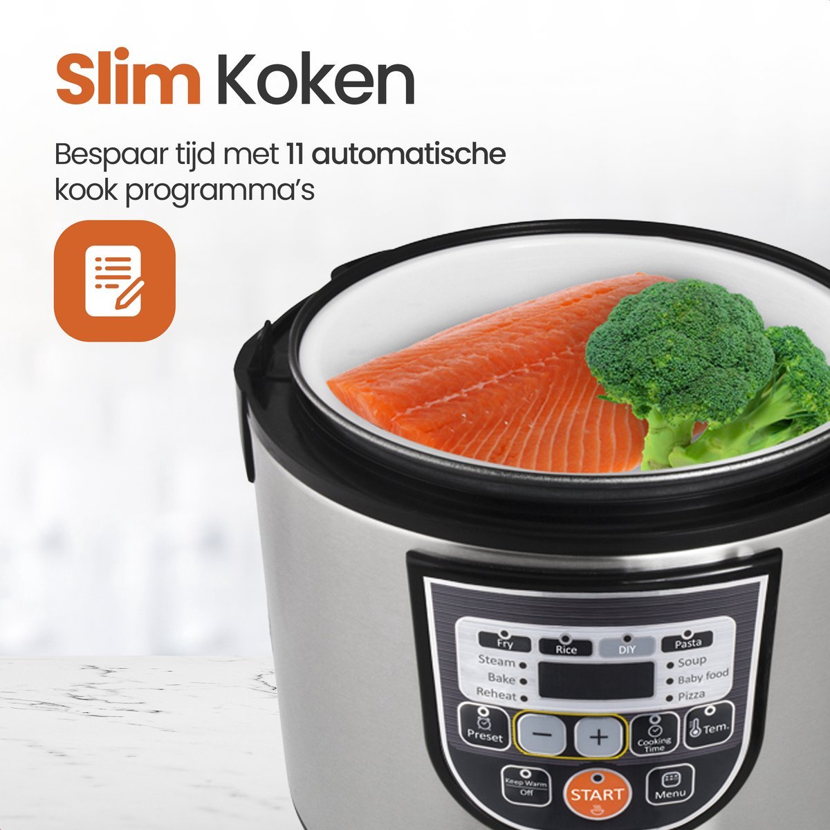 Rijstkoker 5L Multicooker met Stoomfunctie PFAS-vrij Zwart - afbeelding 3
