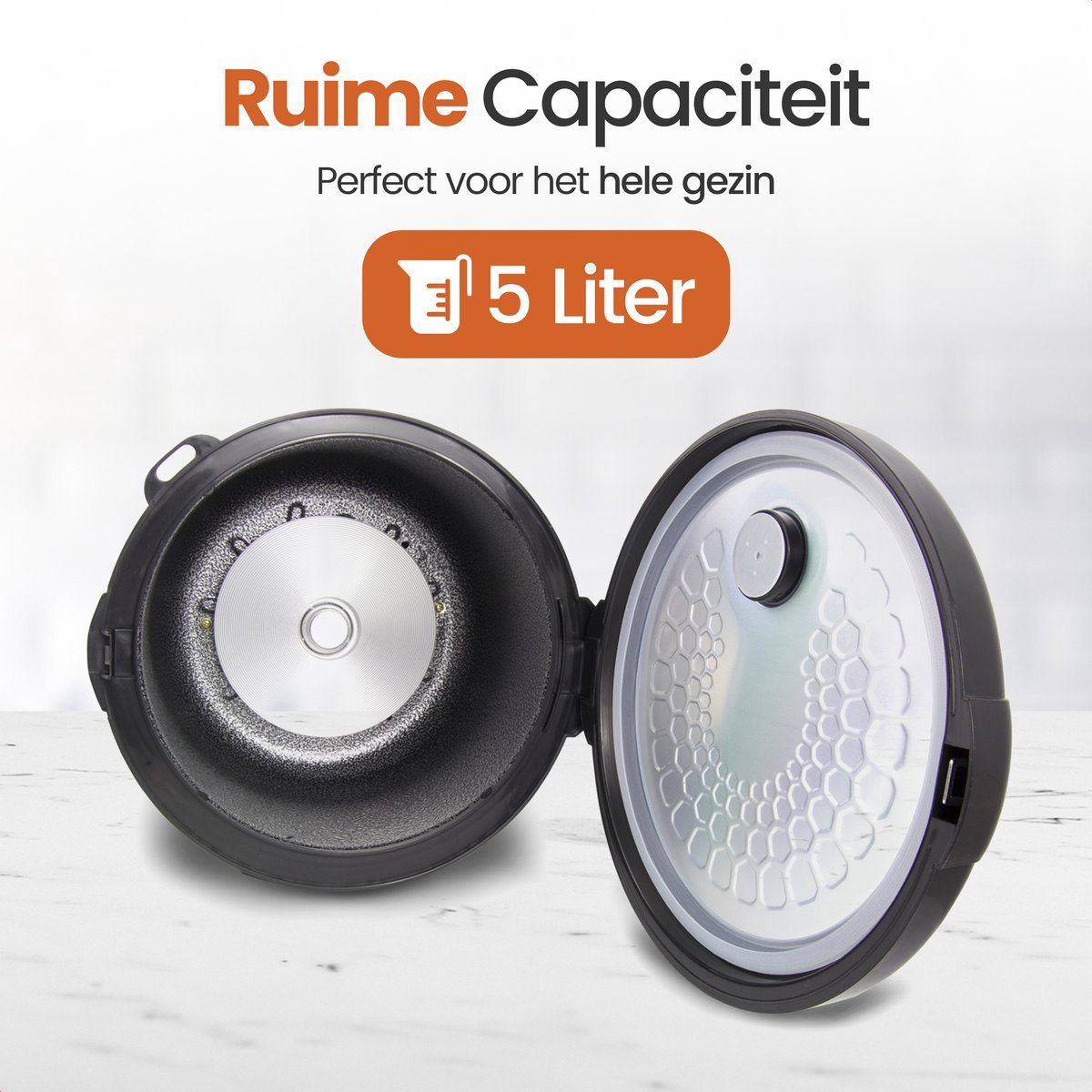 Rijstkoker met Stoomfunctie – 5L – Multicooker met 11 Programma’s – Geschikt als Rice Cooker & Slowcooker – PFAS-vrij – Zwart RVS – foto 4