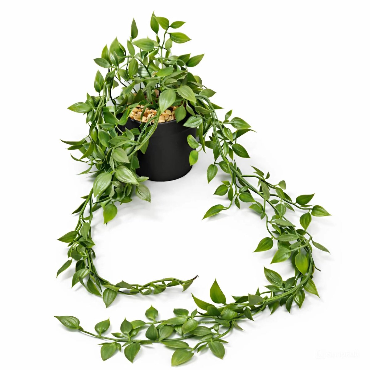Kunst Hangplant met Zwarte Pot en Kleine Steentjes – 80 cm – 1 Stuk – Realistische Nep Hangplant voor Binnen