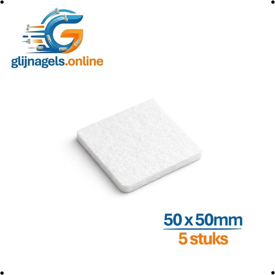 5 STUKS PREMIUM ZELFKLEVENDE XL VILTJES WIT 50 x 50 mm VIERKANT – Groot Plakvilt – Meubelvilt voor Bank, Kast & Tafelpoot – Anti-Kras Vloerbescherming – Vloerglijders voor Meubels – Beschermt Parket, Laminaat, PVC & Tegels – Extra Sterke