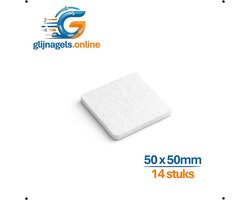 14 STUKS PREMIUM ZELFKLEVENDE XL VILTJES WIT 50 x 50 mm VIERKANT – Groot Plakvilt – Meubelvilt voor Bank, Kast & Tafelpoot – Anti-Kras Vloerbescherming – Vloerglijders voor Meubels – Beschermt Parket, Laminaat, PVC & Tegels – Extra Sterke Hechting