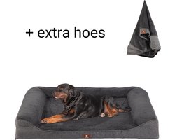 Meritosh© luxe orthopedisch hondenkussen L 107x81cm - Hondenmand met wasbare waterdichte hoes - Zacht hondenbed voor middelgrote en grote honden - Grijs