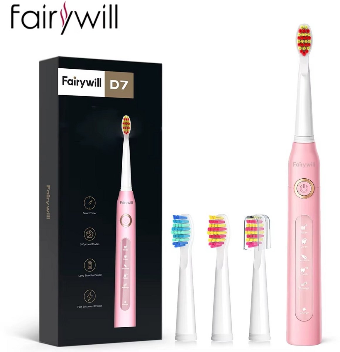 Naiz® - Fairywell - Tandenborstel - Elektrisch - Roze - 5 functies - Timer