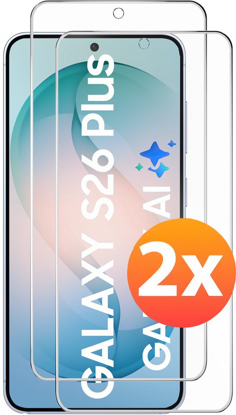 Twee screenprotectors voor de Samsung Galaxy S26 Plus.