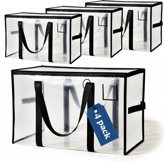 Zwart transparante PVC-tas, 9 stuks, voor opbergen van speelgoed, vliegtuig en make-up