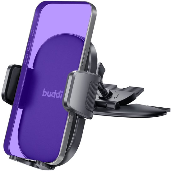 Universele telefoonhouder auto CD-speler Buddi Way 2 – verstelbaar, 360° draaibaar, stevig zonder zuignap, geschikt voor iPhone en Samsung