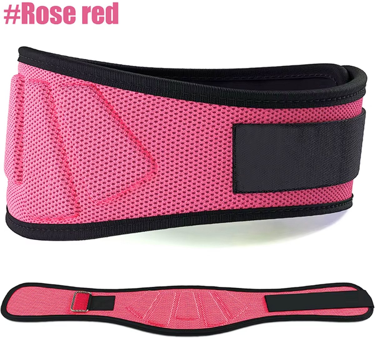 Rosa Weightlifting Belt- Gewichthefgordel - Rugondersteuning Trainingsgordel - met metalen gesp voor heren Dames - Gym Squats Deadlifts Powerlifting Cross Training - Maat S-Rose red, Waist 68.5-81cm