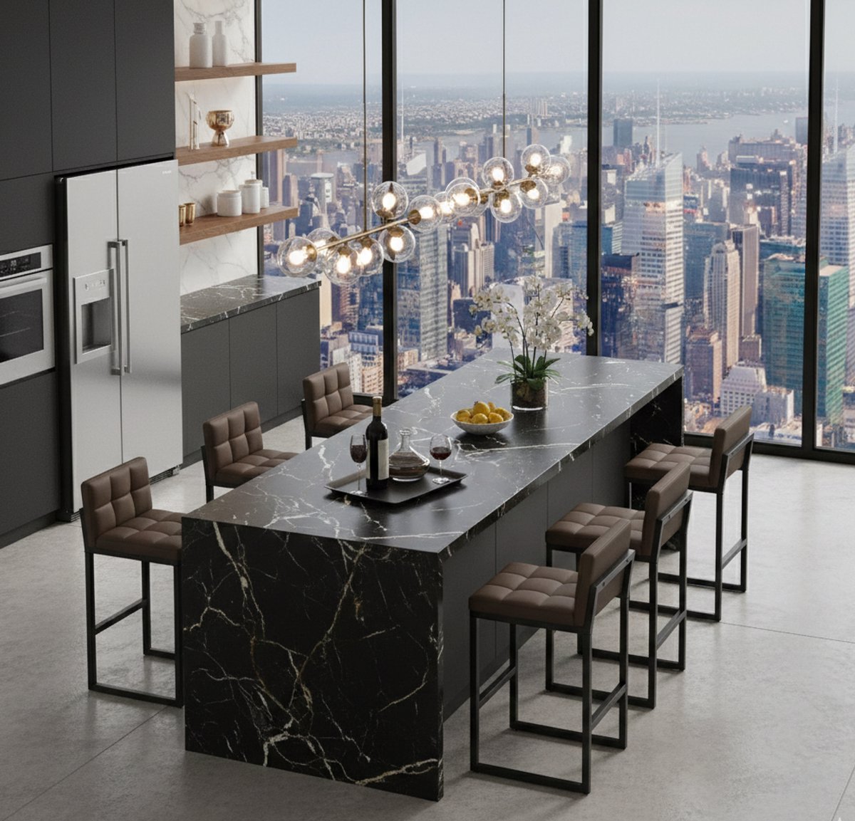 Barkruk Set van 2 – House&Garden Luxe Barkrukken met Rugleuning 68 cm – Stabiel Metalen Frame – Gevoerd Kunstleer Zithoek – Lichtbruin – Voor Keukeneiland, Bar en Ontbijttafel
