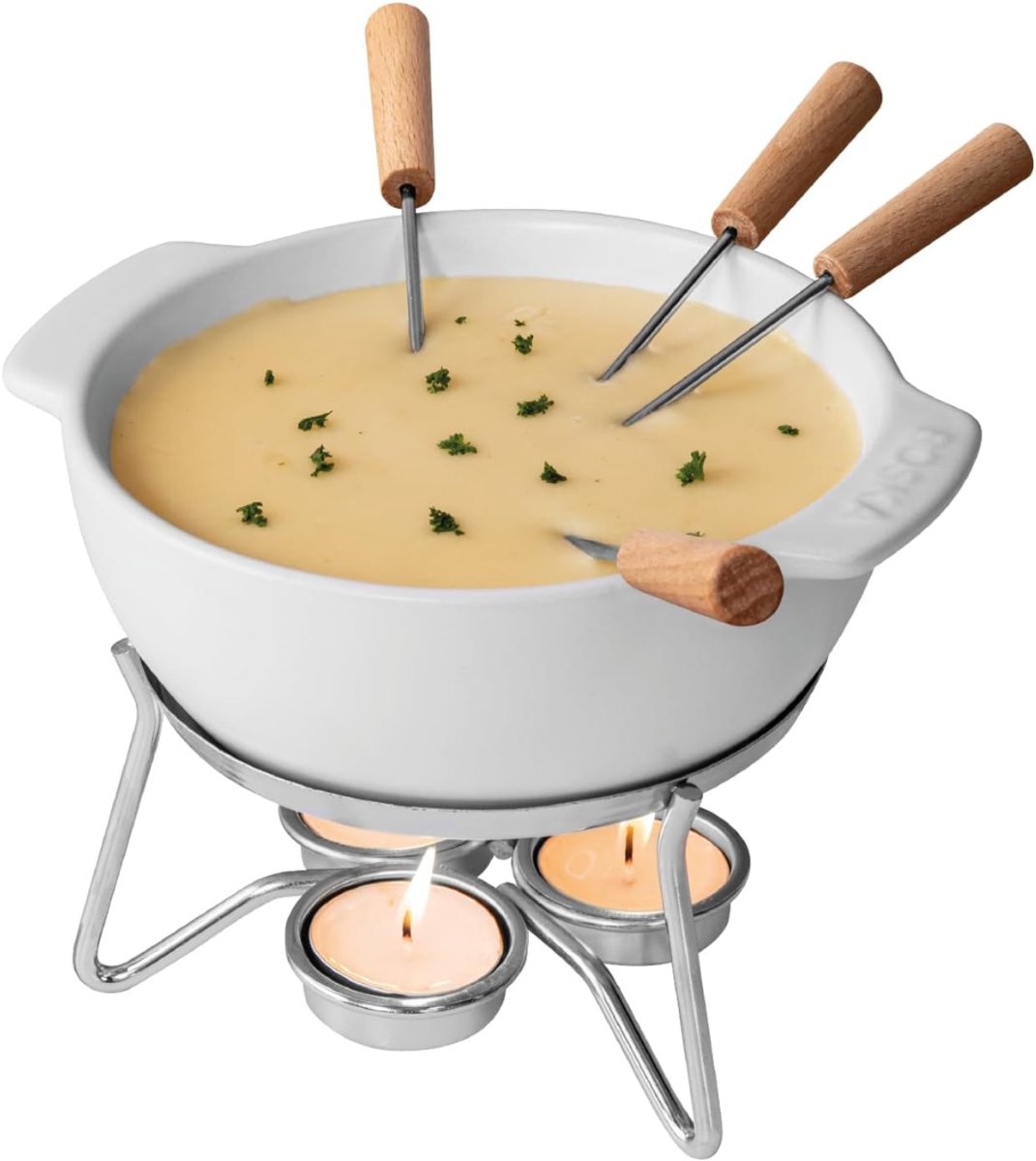 Zyrex® Fondueset - Fondue - Fondueset elektrisch - Wit - 21cm x 21cm x 16cm