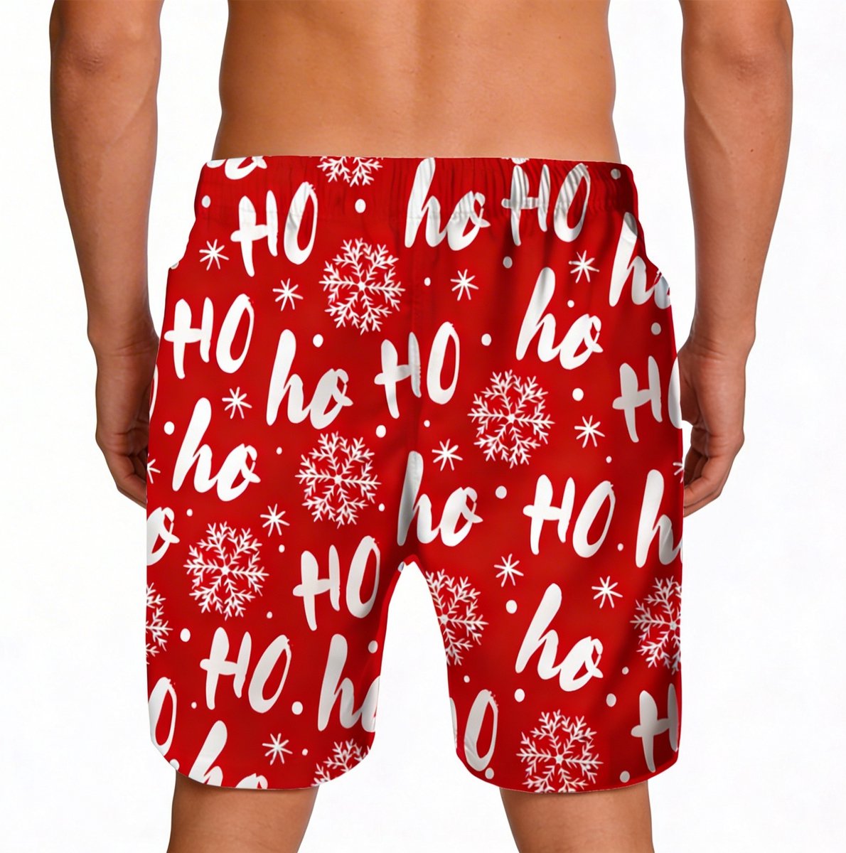 Kerst Zwembroek Ho Ho Ho - Prachtig ontwerp - Prachtige korte broek - Rood en Wit - Vakantie - Heren — afbeelding 3
