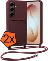 Hoesje Geschikt voor Samsung S26 Hoes Met Telefoonketting - Backcover Geschikt voor Samsung Galaxy S26 Case Met Koord - Aubergine - 2 PACK