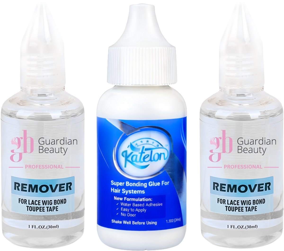 Pruik Lijm & Guardian Beauty Remover Set - Super Bonding Glue for Hair Systems - Katelon - 38ml + GB Remover - Transparant - For Lace Wig Bond and Toupee Tape - 2 stuks - 30ml - Haarextensions