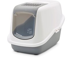 Savic Nestor - Kattenbak - Inklapbare Voorkant - Grijs/Wit - 56 x 39 x 38,5 cm