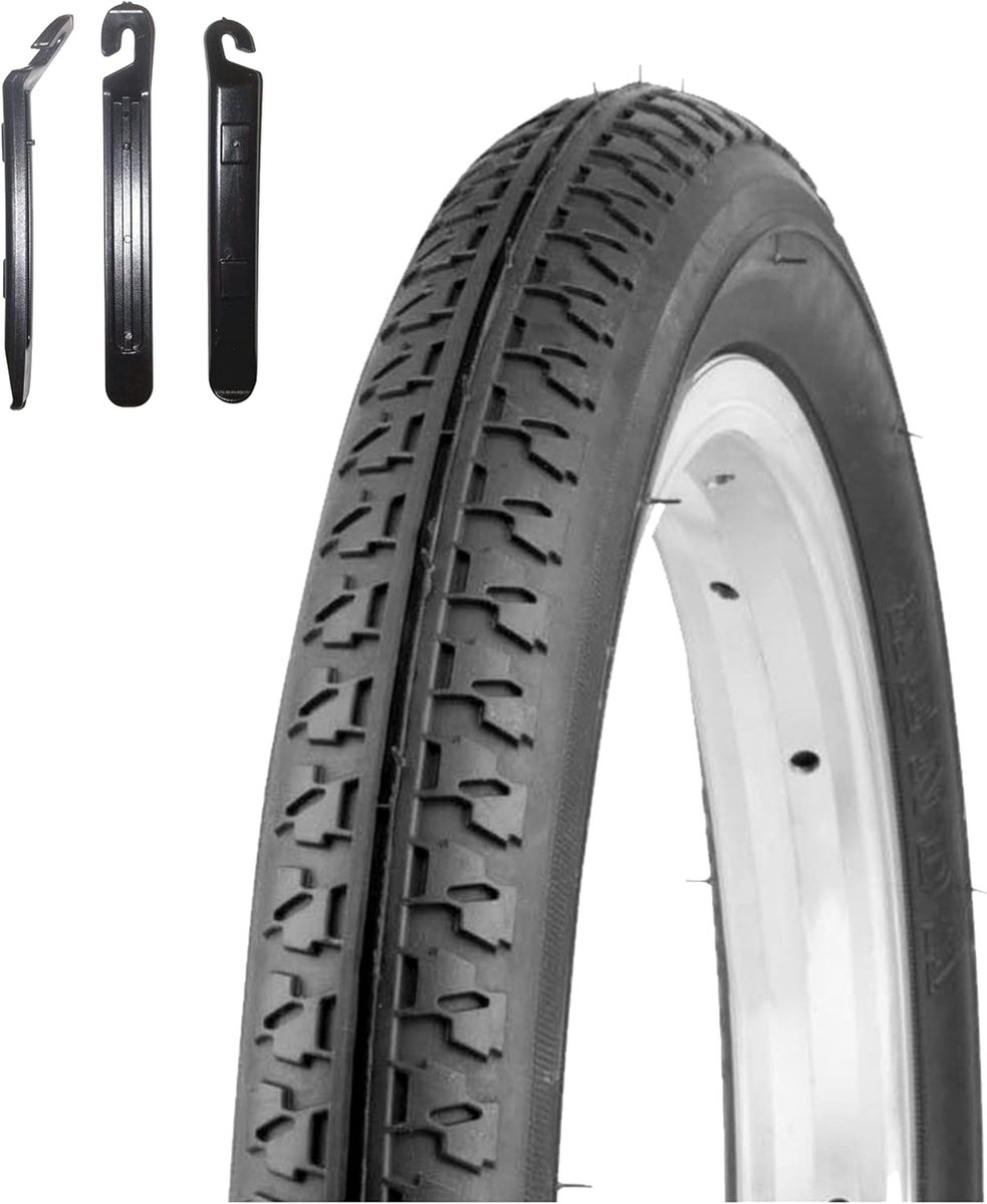Fietsband Set - Kinderfiets Banden - Vervangen en Repareren - Inclusief Bandenlichters - 14 Inch 47-254 - Zwart