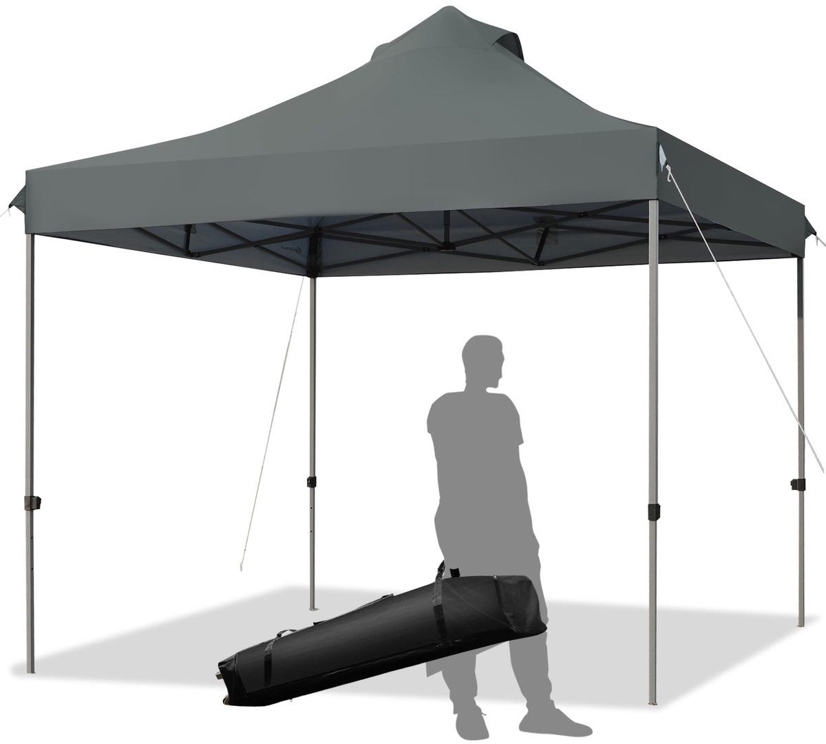 KOMFOTTEU Vouwpaviljoen, 3 x 3 m, paviljoen, waterdicht, stabiel, tuinpaviljoen, in hoogte verstelbaar met roldraagtas, partytent, tuintent, zonwering voor outdoor, feest, festival, markt